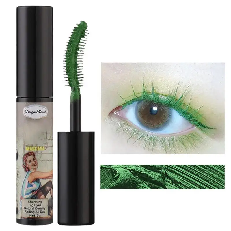 Color Mascara Colorful Silk Fiber Mascara Waterproof Fast Dry Eyelashes Eye Lashes Blue Green Red Purple Black White Ink Mascara