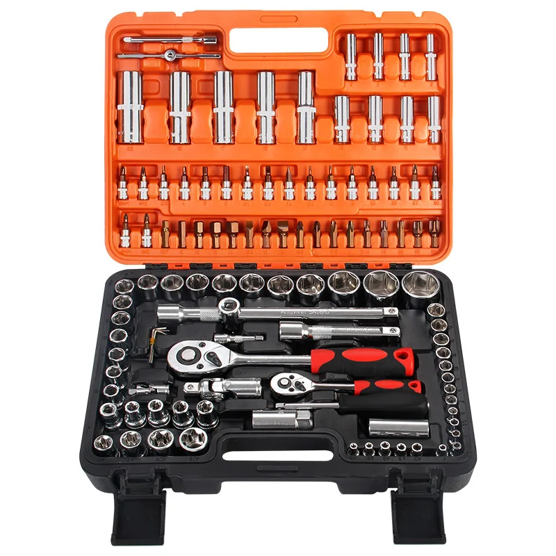 

Suitable for 108-piece set wholesale 1/2, 1/4 sleeve chrome vanadium steel large fly ratchet wrench set,