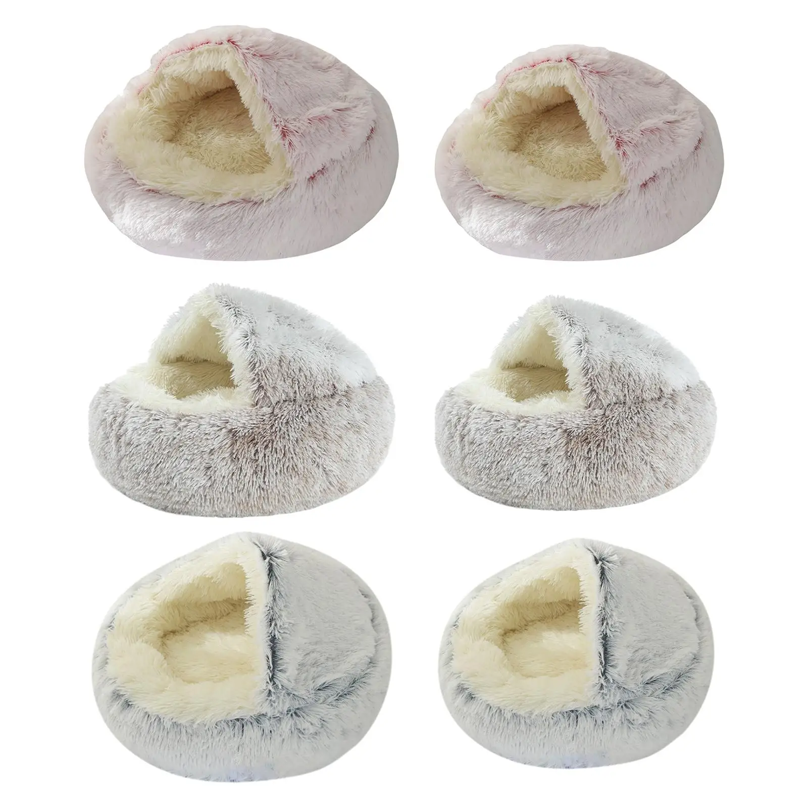 Cama felpa tipo donut para gatos – Nido cálido interior - imagen 5