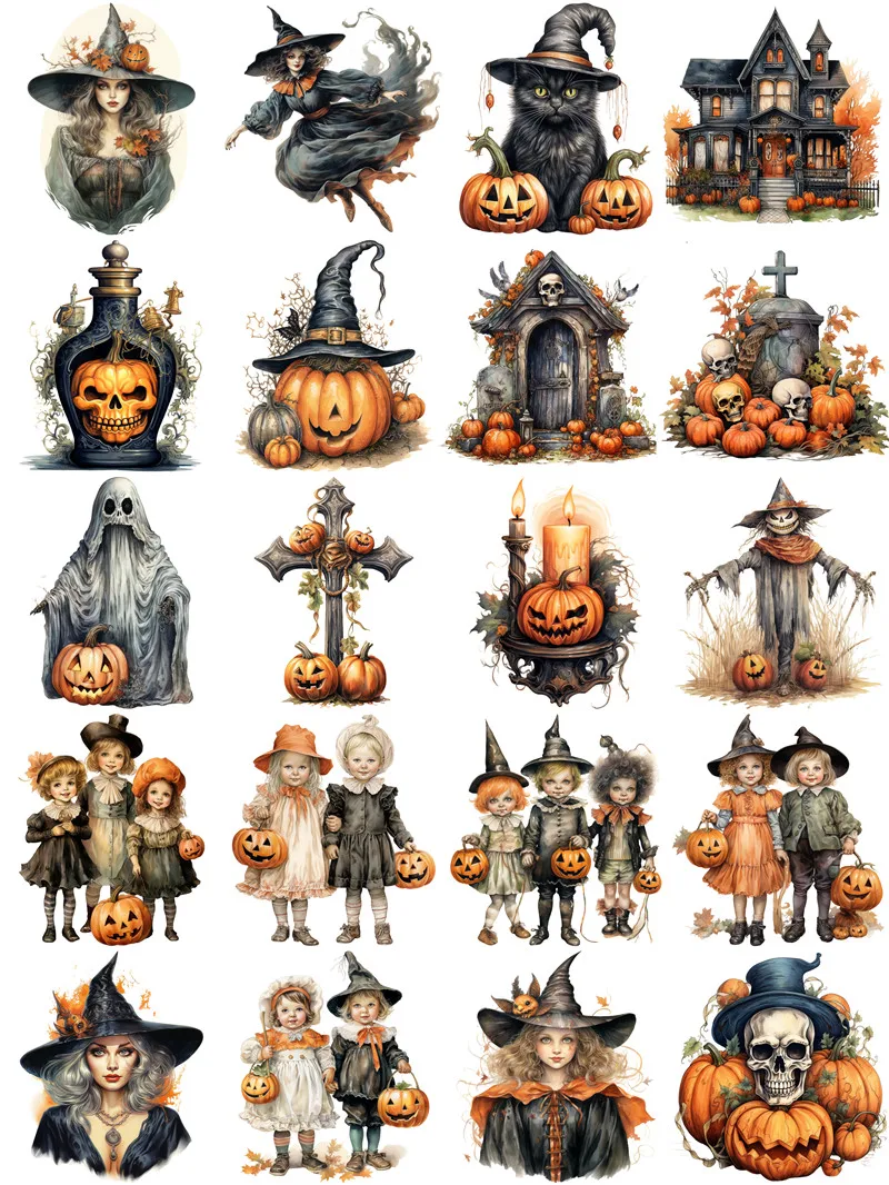 Halloween Pumpkin Witch Stickers Crafts And Scrapbooking stickers kids toys book Decorative sticker DIY Stationery