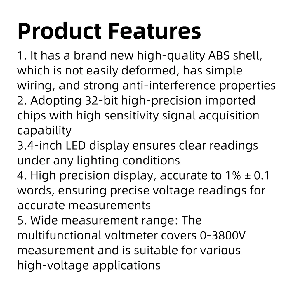 Hochpräzises digitales Voltmeter mit 4-stelliger LED-Anzeige, 0-3800V Weitbereich-Spannungsmesser für den industriellen Einsatz – Detail 9
