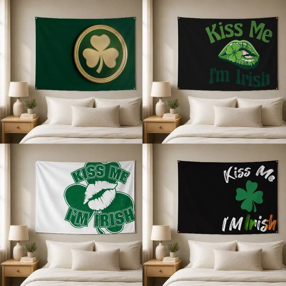 St patricks day outfits Decorative Hanging Flag with Grommets for Garage Bedroom Dorm Wall Decor
