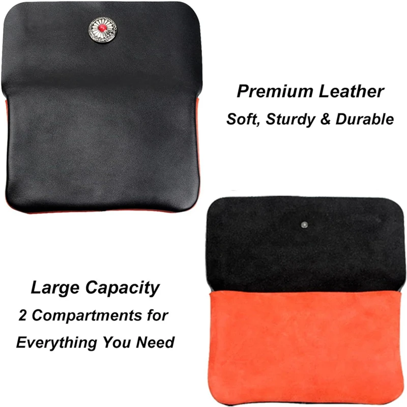 حقيبة أنابيب التبغ من جلد الغنم بطبقة مزدوجة حقيبة تخزين جلدية منظم محمول أدوات تدخين عملية هدية للرجال #5