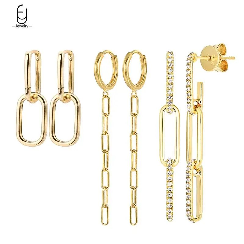 925 Sterling Silver Ear Needle Simple Geometric Hoop Earrings for Women Multiple Laps Square Pendant Earings Fashion Jewelry
