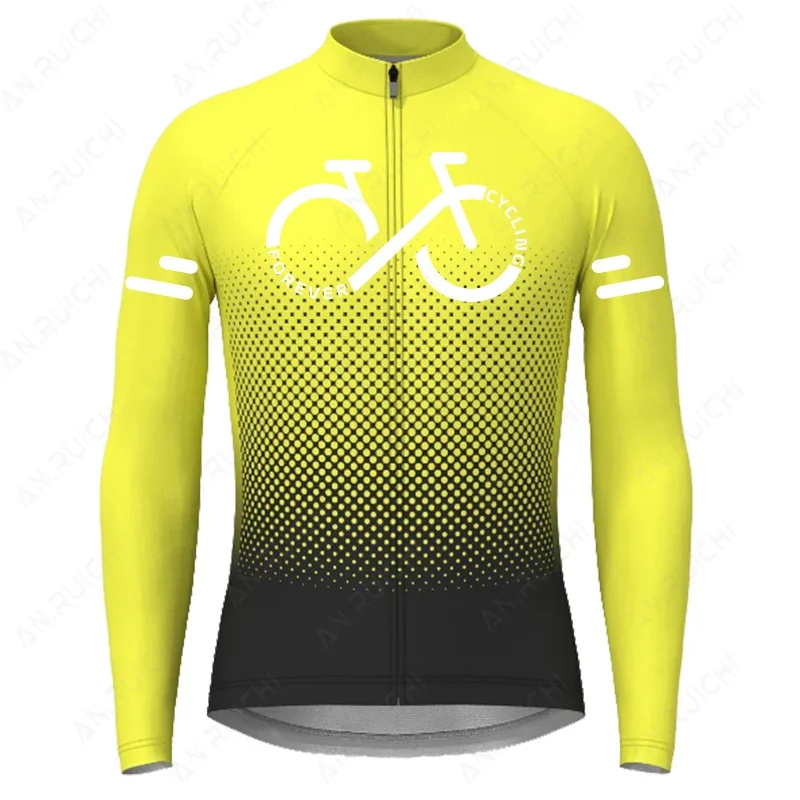 Gradient Color Series Cycling Jersey 2023 Summer Men's Long Sleeve Cycling Shirts MTB Bike Tops Quick-Dry Road Bicycle Clothing