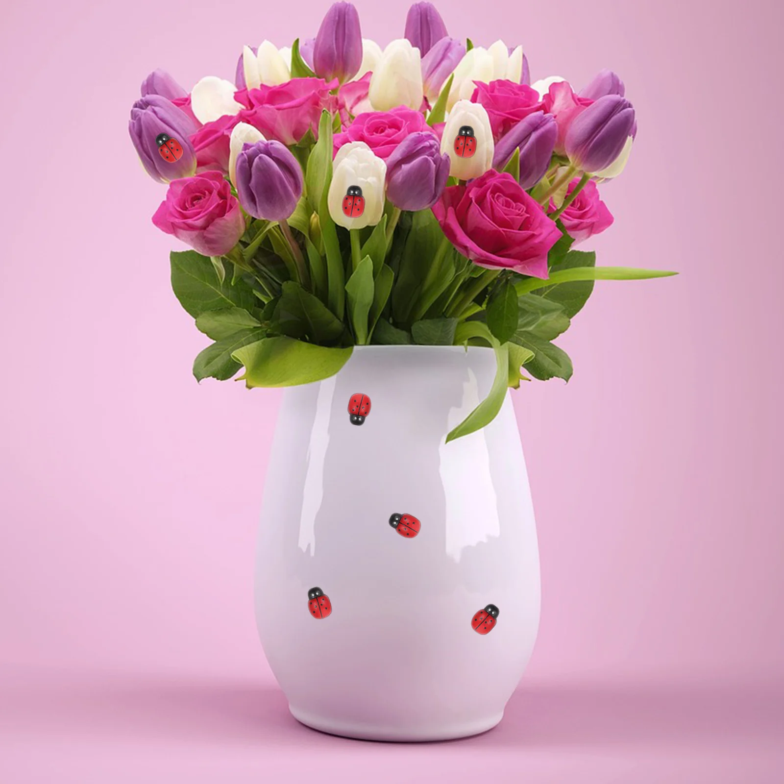 

100Pcs Wooden Ladybug Stickers Selfadhesive Mini Decorations for Scrapbooking Micro Landscape DIY Crafts Accessories