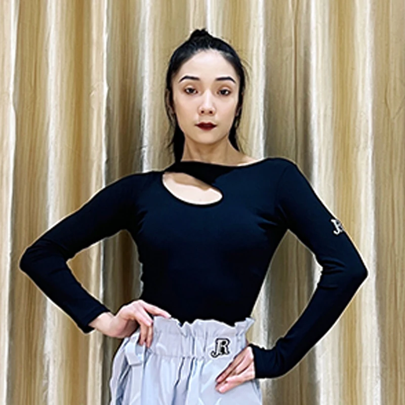 

Latin Dance Tops Women Long Sleeves Practice Wear Hollow Out Backless Sexy Rumba Samba Dance Clothes Adult Bodysuit DNV17286
