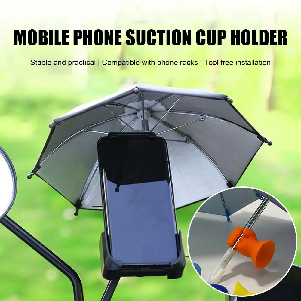 Fist-shaped Silicone Suction Cup Stand Mini Umbrella Desktop Holder Outdoor Shade Phone Decoration Mobile P1c5