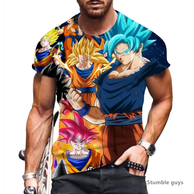 2026 Sommer Herren T-Shirt mit lebendigem Dragon Ball Druck – Goku Vegeta Super Saiyajin Kakarot Anime T-Shirt