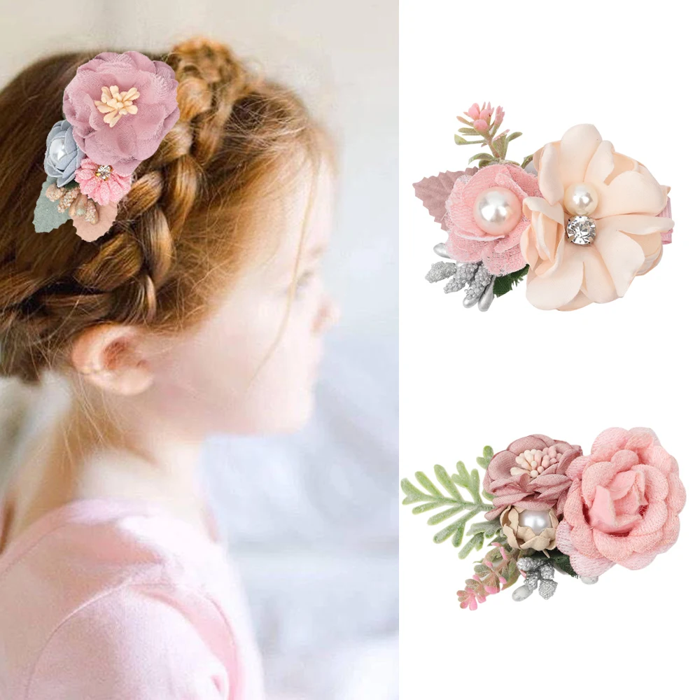 

2022 New Cute Hair Clips Pins for Baby Girls Toddlers Hairpin Kids Chiffon Flower Hair Clips Pins Accessories