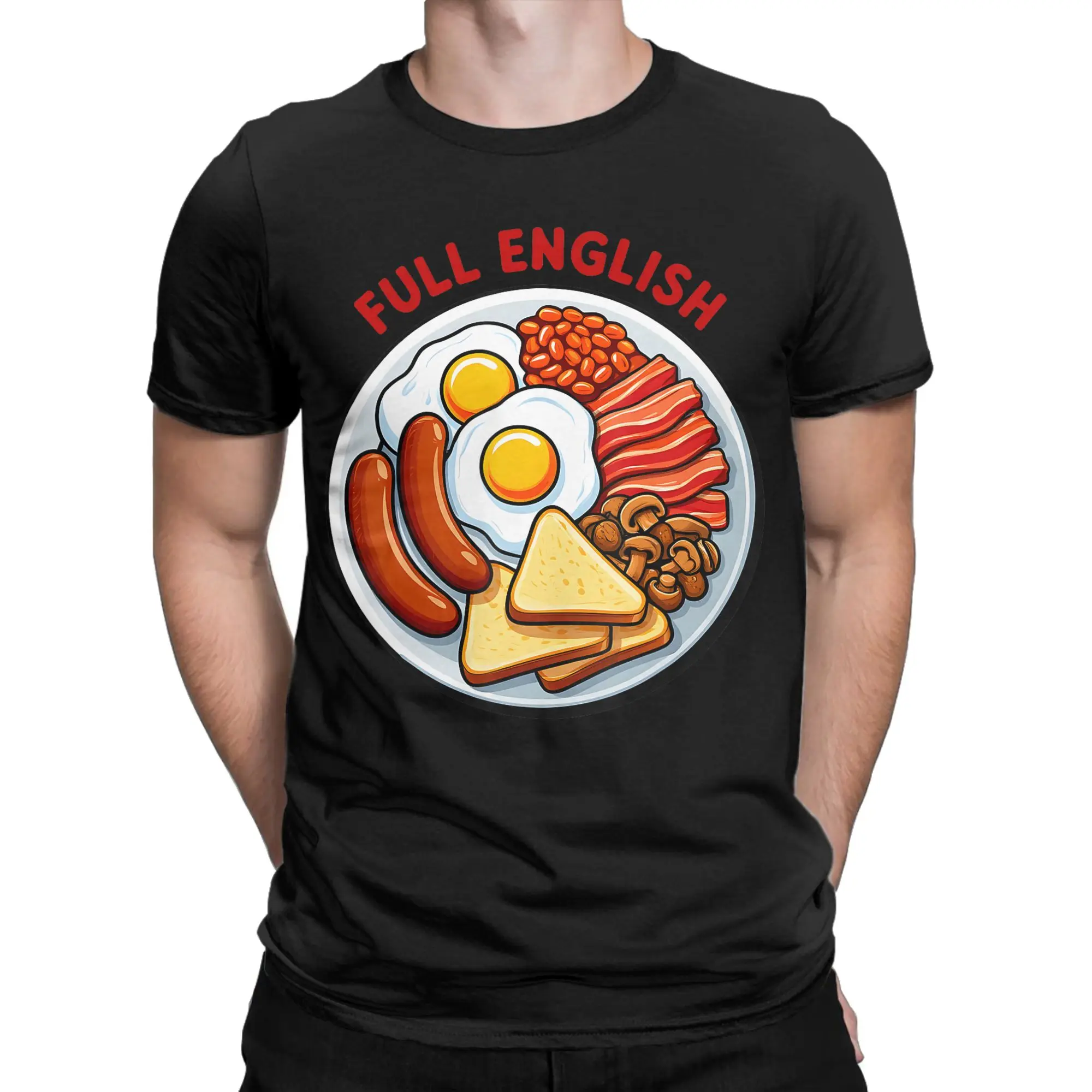 Men T-Shirts Full English Breakfast Lover Funny British Food Novelty Tees Short Sleeve  T Shirt O Neck Clothes Graphic Printed