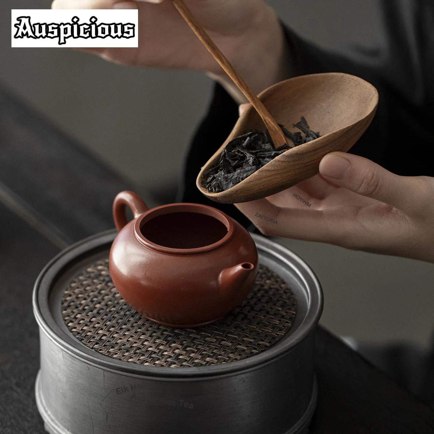 ZAEYORIA Myanmar Teak Wood Tea Scoop Vintage Tea Infuser Spoons Chahe Shovel Appreciation Ladle for Tea Equipment Decoration