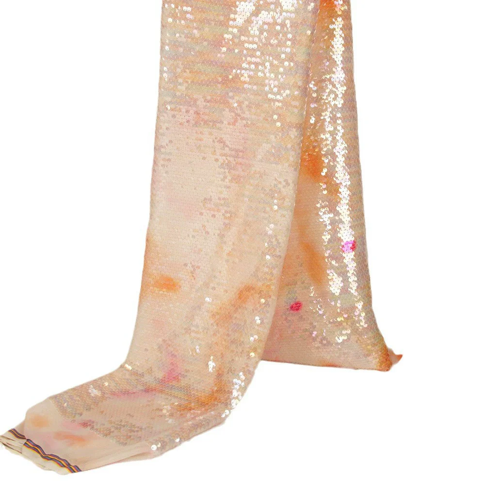 

High-End Retro Bead Embroidery Clear Sequin Mesh Fabric for Fashionable DIY Projects