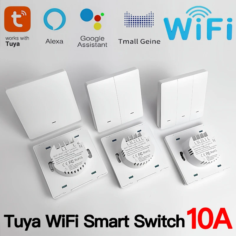 

Комплект передатчика переключателя света Tuya ZigBee, нейтральный провод не требуется, 1/2/3 группы работает с Smart Life Alexa