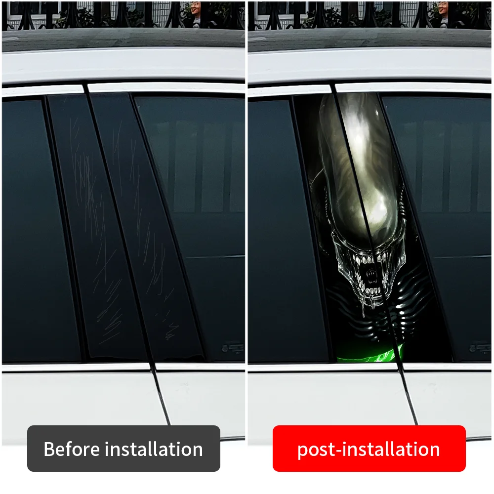 Alien Car Stickers DIY Auto B-pillar Waterproof Protective Decoration Cover Scratches Universal Vehicle Decals Accessories