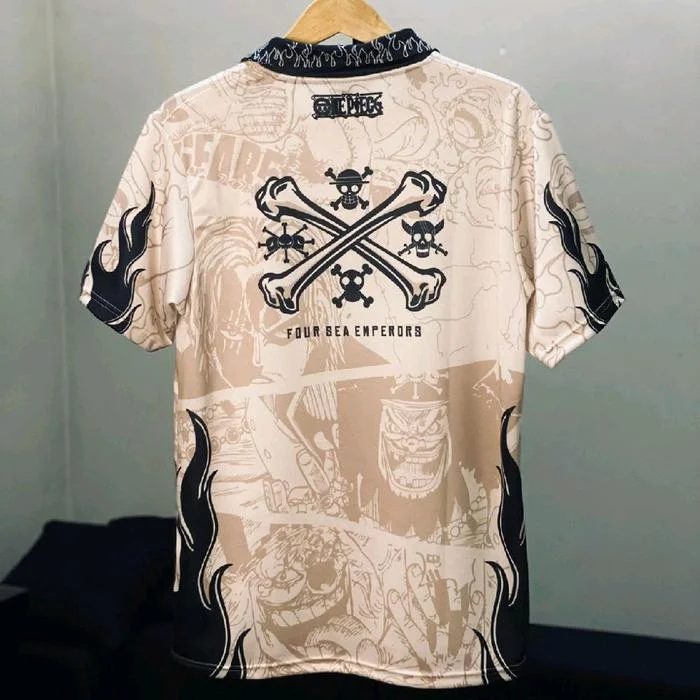 Fashion Vintage Jersey Ocean Adventure Themed Anime Short Sleeve Tee Unisex Manga Printed Shirt Japanese Classic Anime Tops Tee