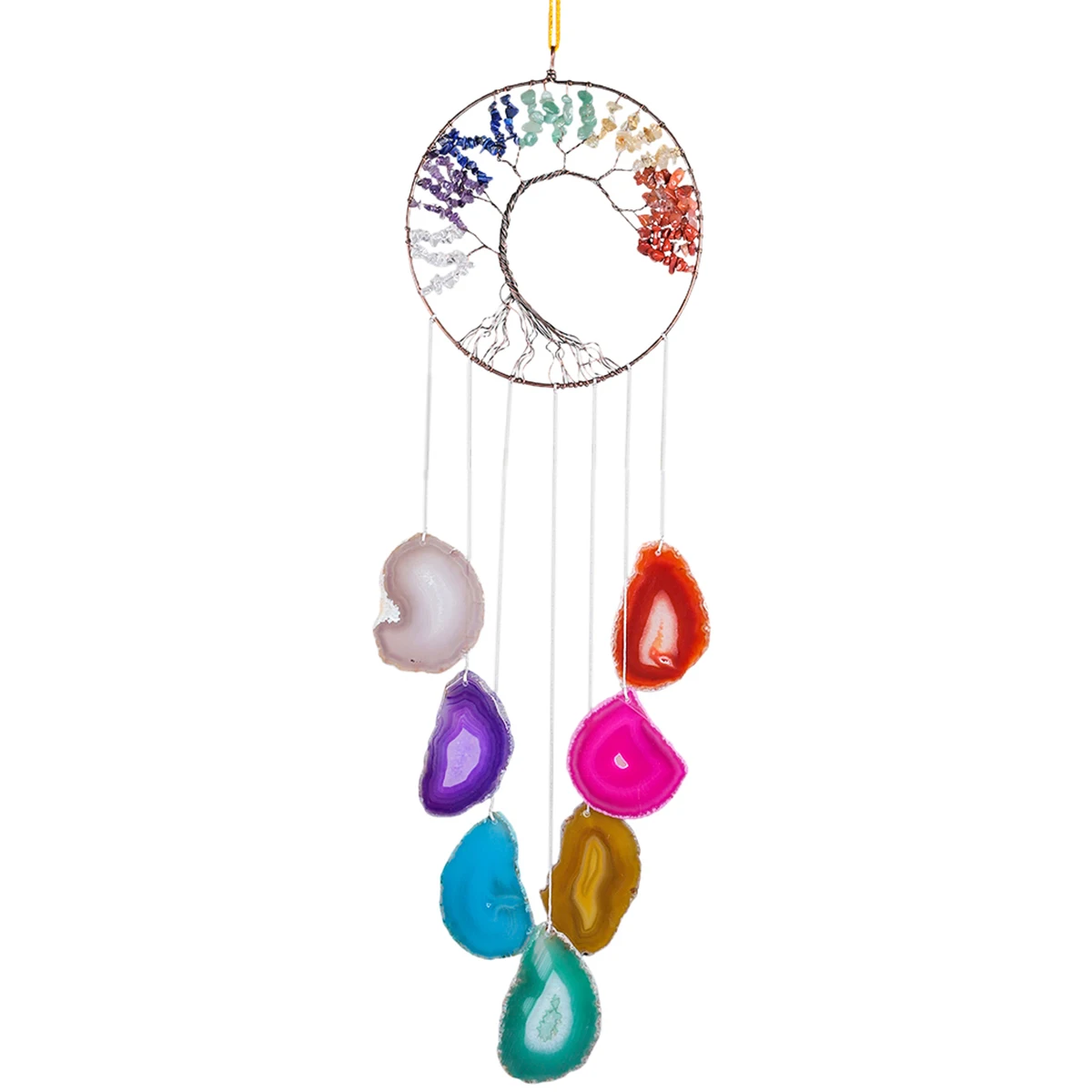 Imagem -03 - Crystal Life Tree Wind Chime com Ágata Fatias Ornamentos Pendurados Artesanais Decoração do Lar