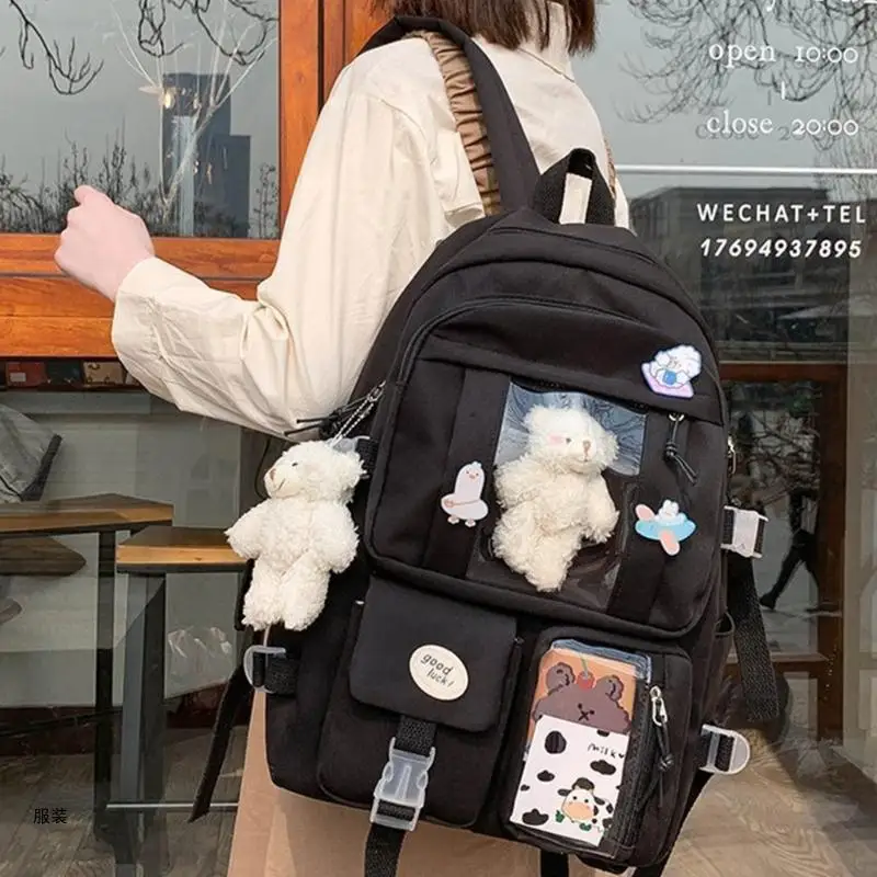 D0UD Zaino per laptop in nylon da donna Borsa da scuola casual per college Borse per libri capacità