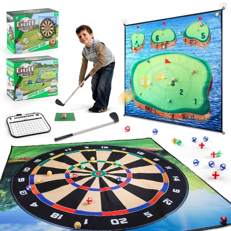 Golf Game Mat Indoor Outdoor Games for Adults Kids Outdoor Play Equipment Stick Chip Game Golf Set Backyard Games sports