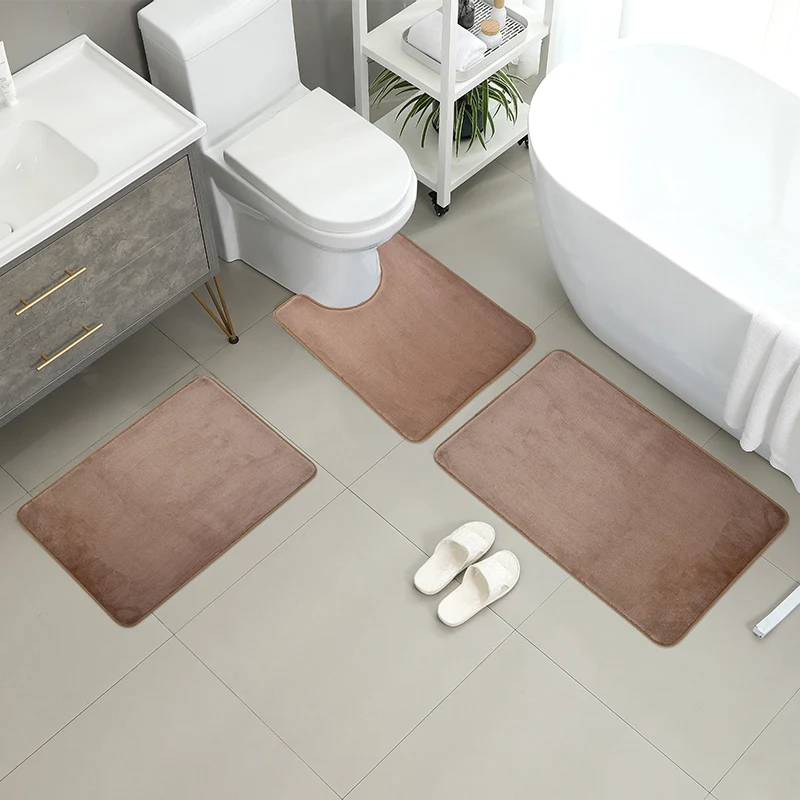 Three Piece Toilet, Bath Floor Mat, Shower Mat, Bath Absorbent Mat, Non Slip Carpet, Soft and Comfortable, Laundry Room.