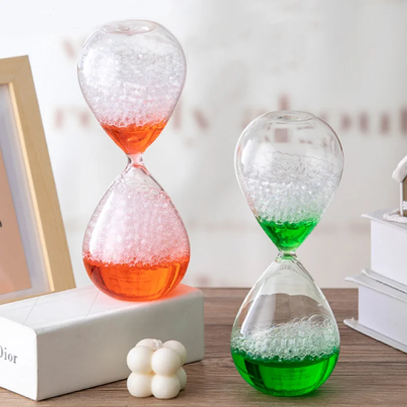 

Modern Bubble Hourglass Glass Geometry Home Decoration Sandglass Water Droplets Liquid Motion Ornament Originality Novelty Items