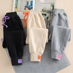 Pantalones de chándal holgados para mujer, pantalones deportivos de gran tamaño, negros, pantalones gruesos, pantalones de calle, gris, Otoño, Invierno, nuevo