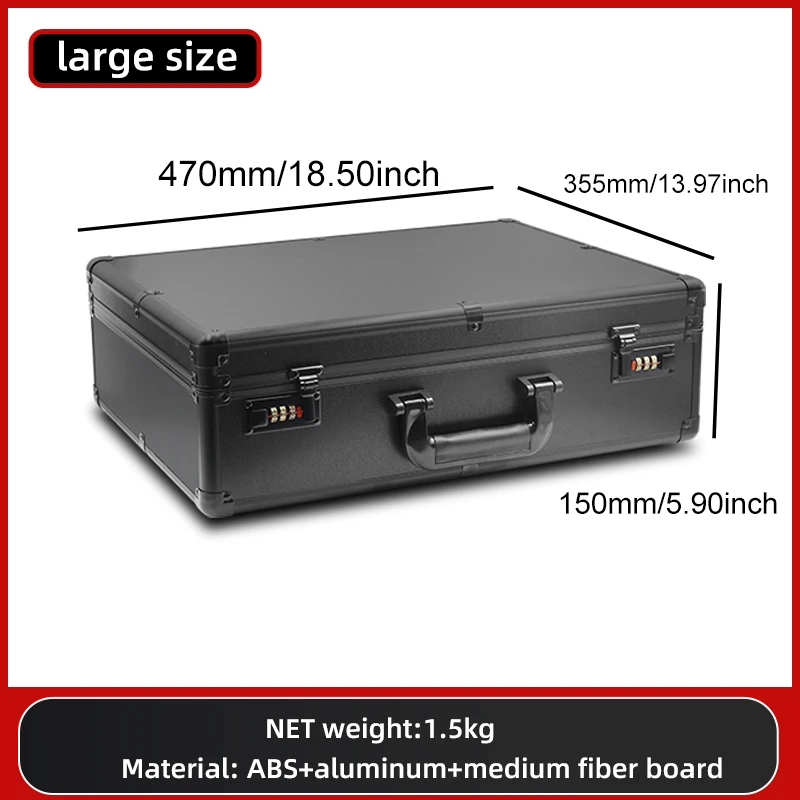 Premium Full Black Aluminum Alloy Combination Box-Versatile Storage Solution,for Tools,Documents,and Gifts,Digital password lock