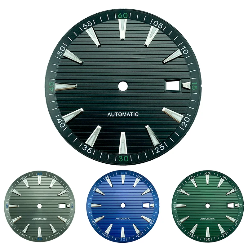 33.2mm Sterile Watch Dial Wristwatch Plate Parts For NH35 36 Mov\'t Sailboat Splint Texture Aqua AT Style Mens Watches