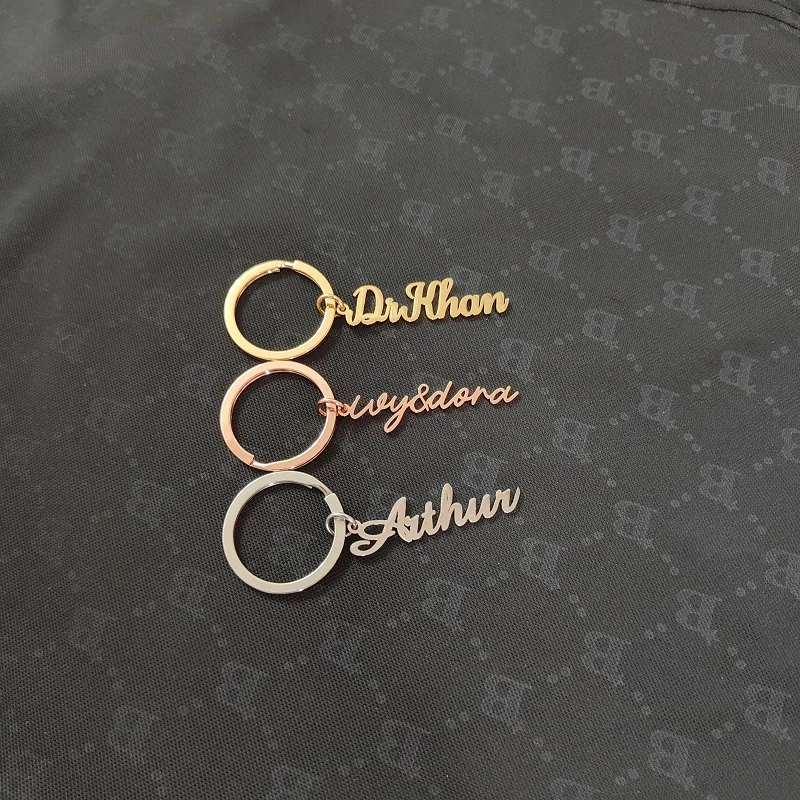 Personalized Name Customization Letter Logo Keychain Keychain Stainless Steel Name Keychain Customization Jewelry Gifts