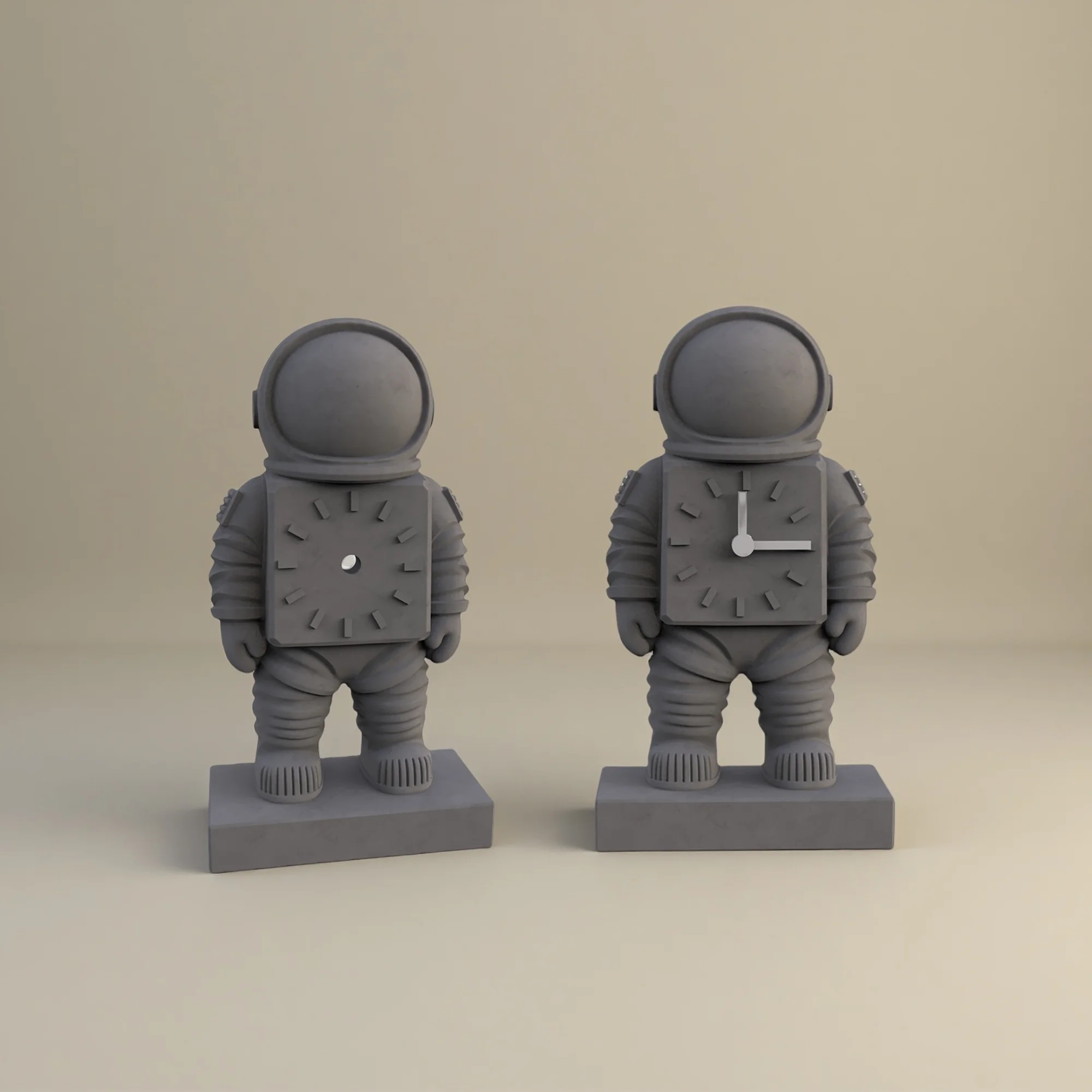 قالب سيليكون على شكل ساعة خرسانية على شكل رائد فضاء، مجموعة صنع ساعة مكتب أسمنتية ذاتية الصنع، قوالب ديكور منزلية فريدة من نوعها ذات طابع مساحة