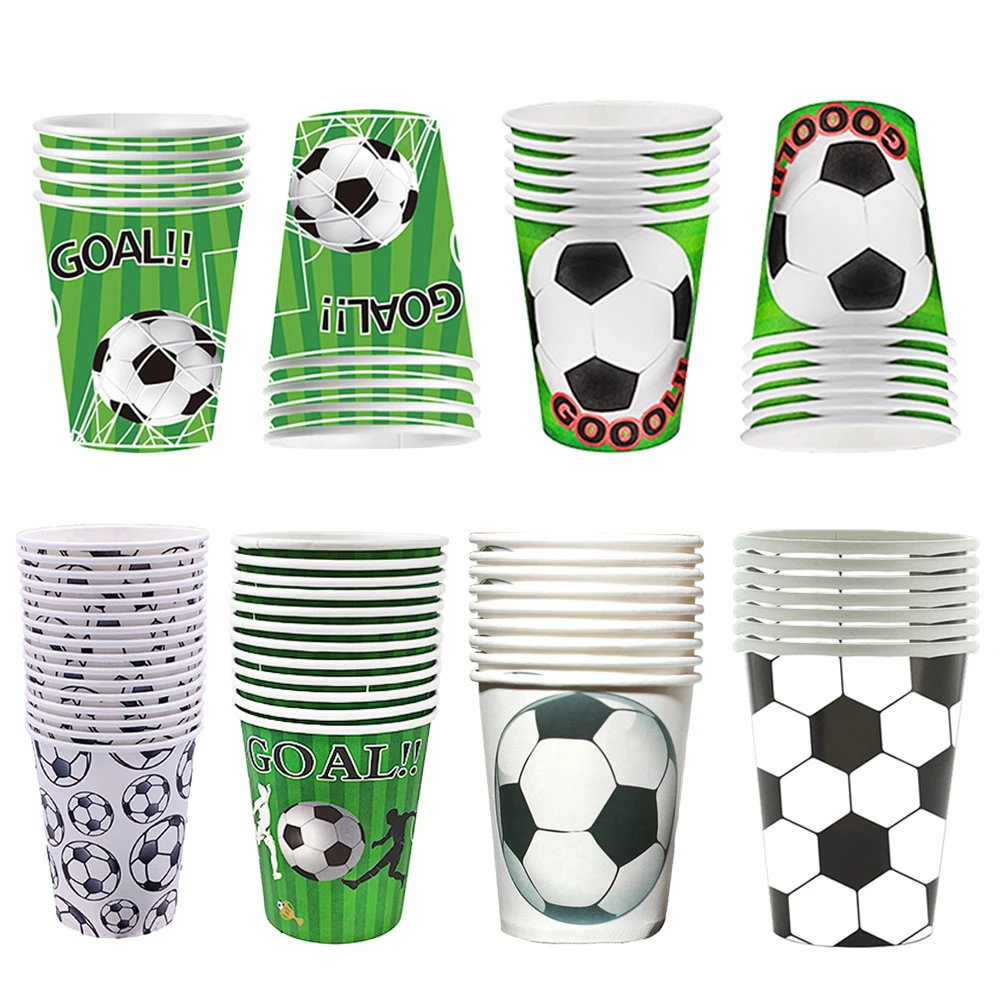 Papierbecher mit Fußball-Motiv, Fußball-Geburtstagsfeier, Einwegbecher, Kindergeburtstag, Sport, Party-Dekoration, Fußballfans, Gastgeschenke, Partyzubehör
