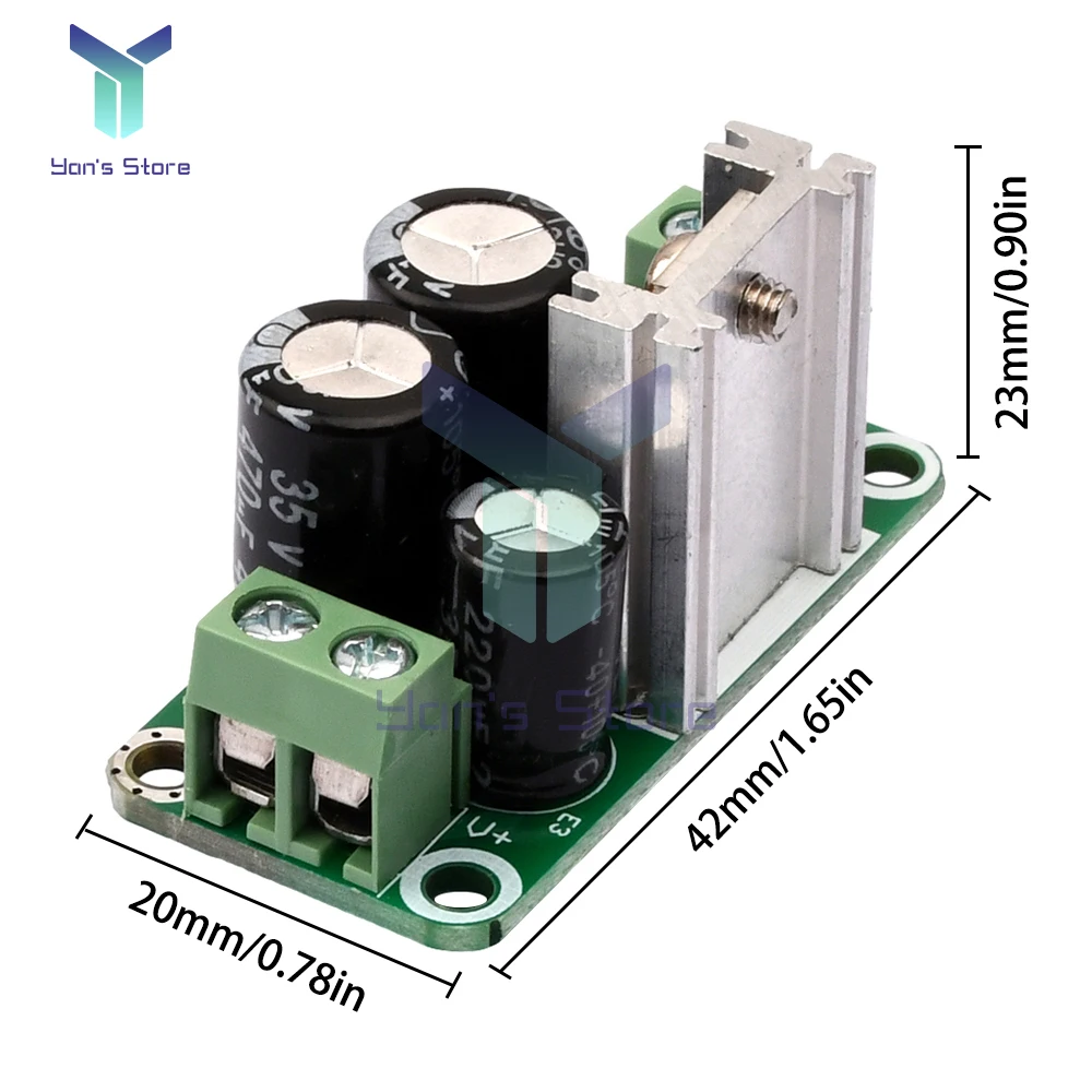 1 szt. Pojedynczy moduł zasilacz regulowany DC 15V/18V/24V płyta filtr prostownika 7815/7818/7824 1A dla wzmacniacz Audio 43x23x25mm