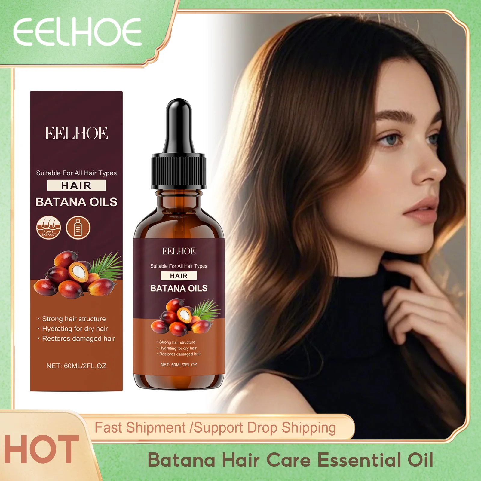 イールホー バタナ ヘアケア エッセンシャルオイル より太く、増毛、瞬間的な質感とボリューム、頭皮マッサージ、育毛エッセンス
