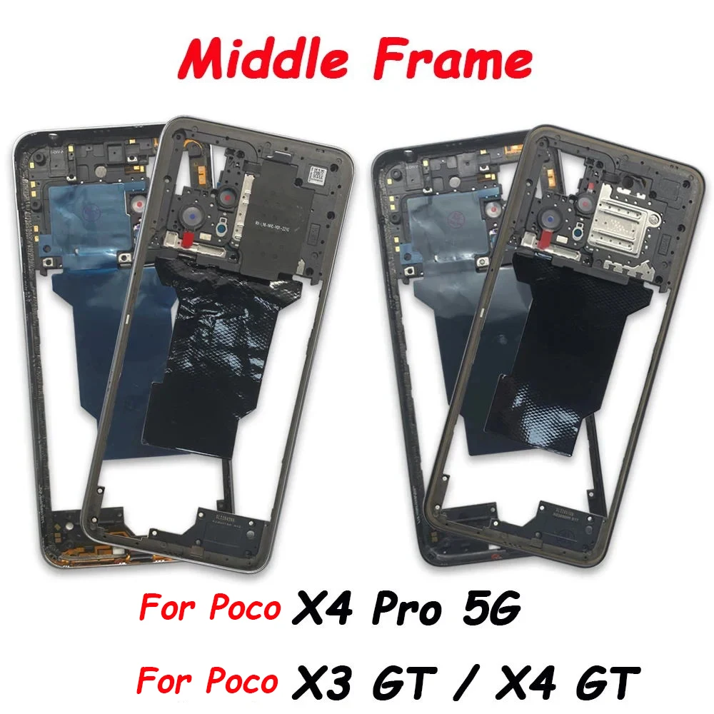 New For Xiaomi Poco X4 Pro X4Pro 5G 2201116PG X3 X4 GT Middle Frame Housing Frame Panel Rear Housing Case Panel Replacement Part