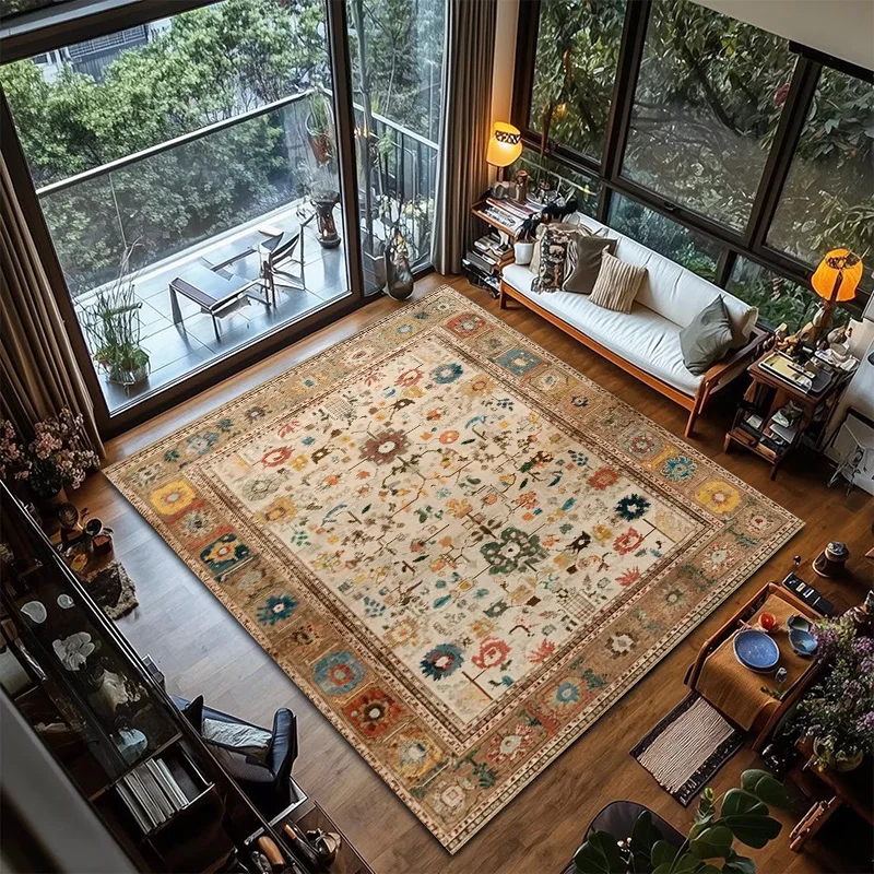 RAKKS Bohemian Mandala Velvet Large Area Rugs,Stain Resistant Anti Slip Backing Rugs for Living Room,Bedroom, Vintage Home Decor