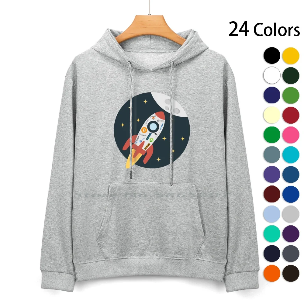 Cryptocurrency-To The Moon Pure Cotton Hoodie Sweater 24 Colors Bitcoin Ethereum Cryptocurrency Altcoin Coin Token Iota Monero