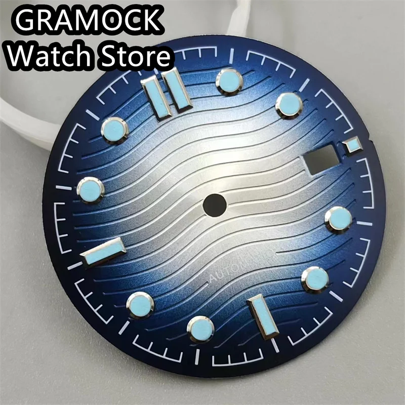 GRAMOCK 31mm Dial Gradient Color Blue Luminous Fit NH35 Movement For 41mm Automatic Mechanical Watch Case Date Window