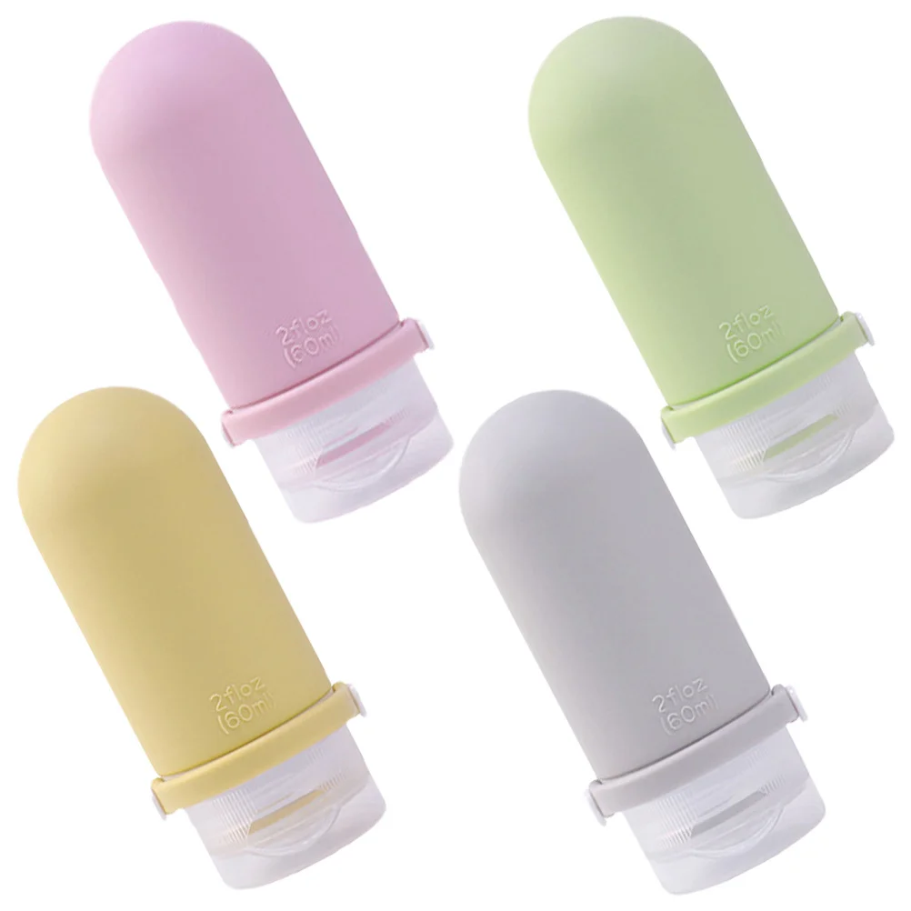 

4 Pcs Toiletries Leak-proof Silicone Bottle Travel Shampoo Bottles Size Dispenser