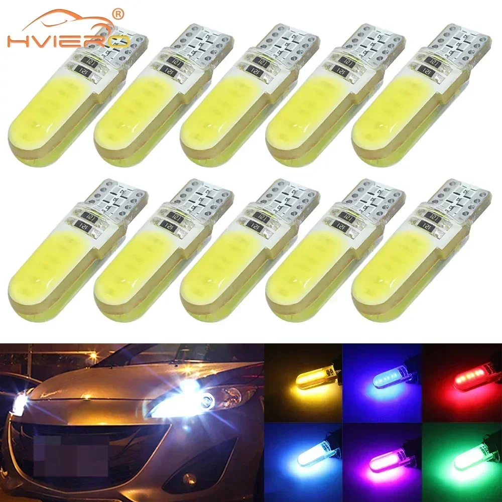 

10X T10 Lamp Silicone Light 12SMD LED Turn Signal COB W5W 12V Wedge Width Indicator Car Tail Box Reading Sign Auto Trunk Parking