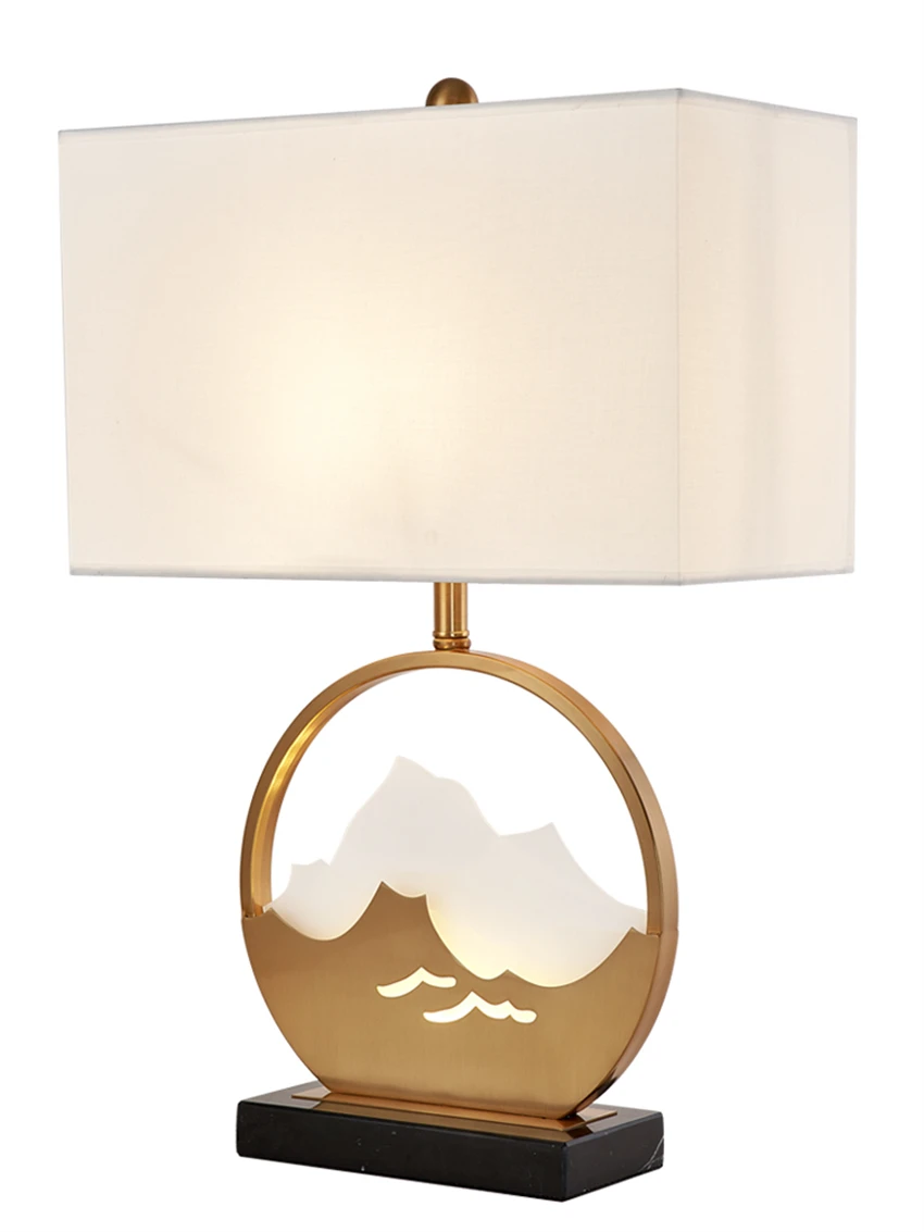 Luxury modern marble table lamps living room sofa villa fabric lampshade decorative sense mood lamp study table lights lighting