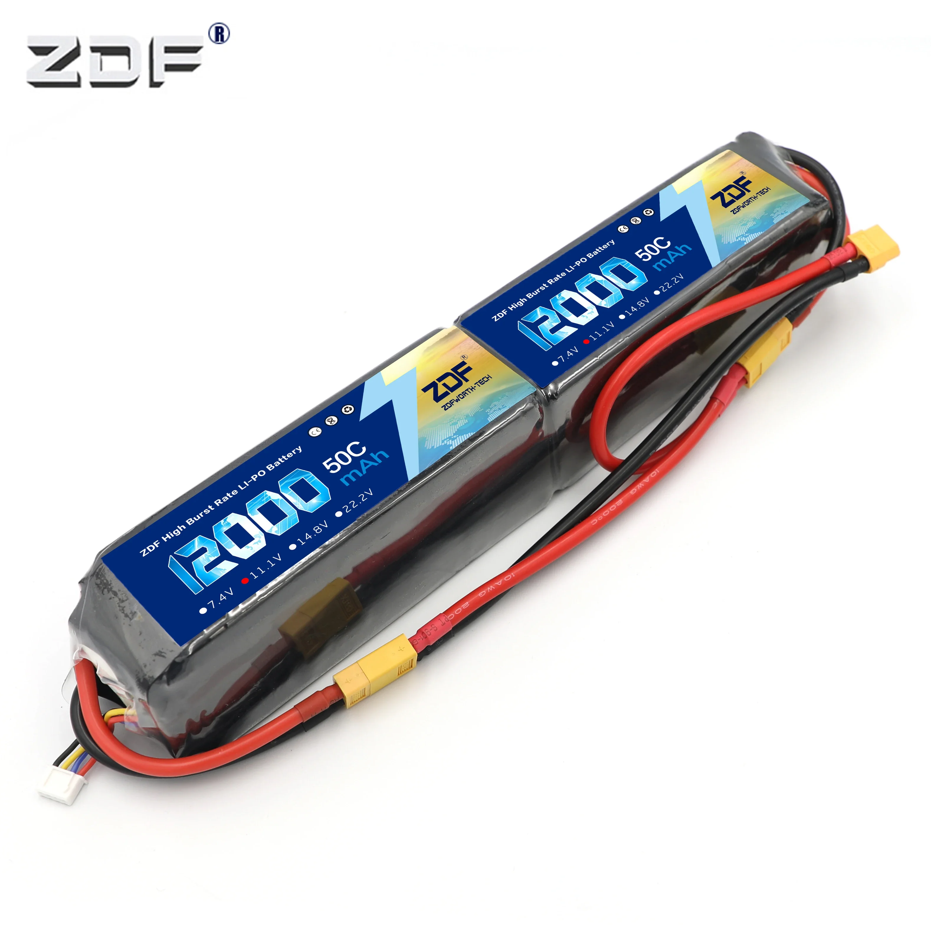 ZDF RC Lipo 6S แบตเตอรี่ 22.2V 12000mAh (2x3S 11.1v 6000mAh 50C) 50C Burst 100C สําหรับเฮลิคอปเตอร์ RC Drone Quadcopter 5.0 /5