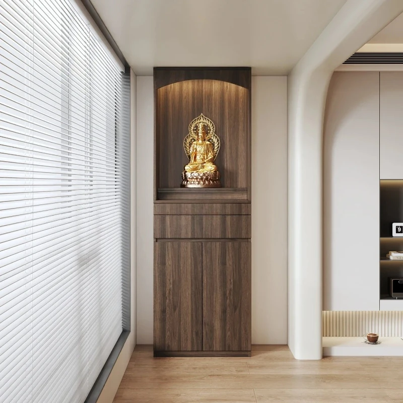 Lhh1 solid wood Buddhist niche cabinet for table household use God of Wealth Guanyin shrine cabinet incense table