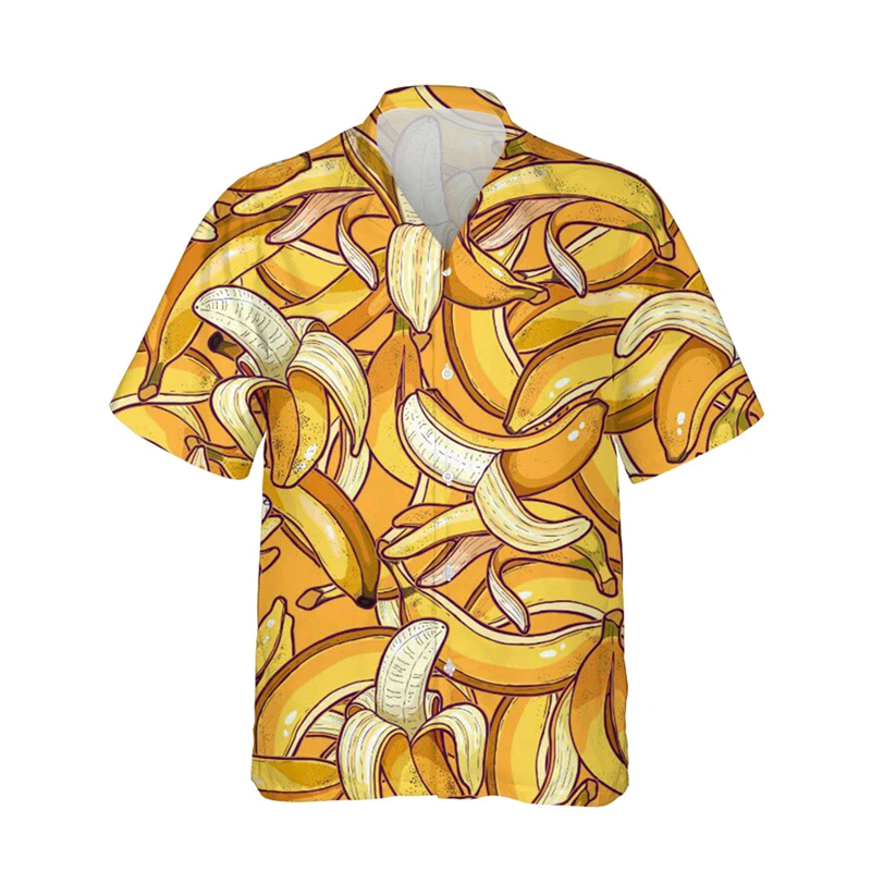 Hawaiian 3D Banana Shirts Men\'s Summer Top Breathable Fashion Clothing Beach Vacation Men\'s Short Sleeved Outdoor Casual Wear