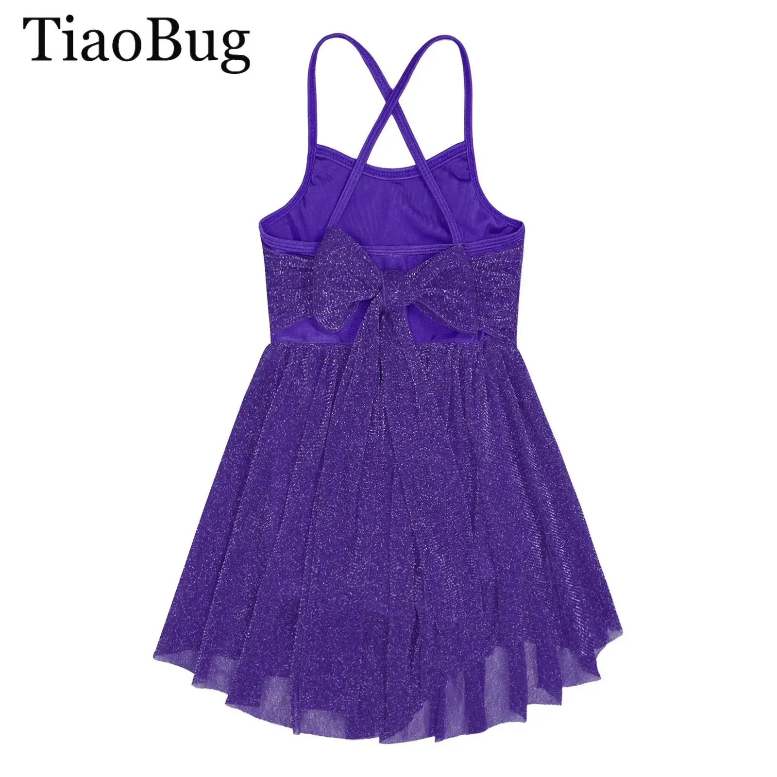 

Girls Gymnastics Ballet Dance Leotard Dress Sleeveless Glitter Mesh Lyrical Dance Dress Contemporary Figure Ice Skating