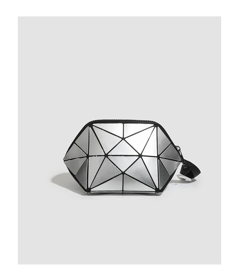 Einfache tragbare Make-up-Aufbewahrungstasche, leichte multifunktionale Tasche mit geometrischem Muster, Reise-Kulturbeutel, Münzgeldbörse, Kosmetiktasche – Detail 13