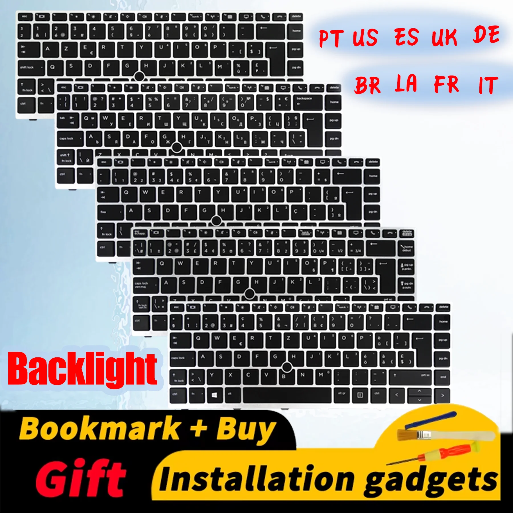 

For HP EliteBook 840 G5/846 G5/745 G5/645 G6/ZBook 14u G5 Laptop Backlit Replacement Keyboard US/FR/ES/UK/BR/IT/LES/PT/DE Layout