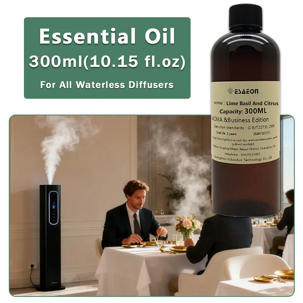 ESAEON Hotel Aroma Oil, Oily Aromatic Essential Oil For Waterless Aromatherapy Machines, Lime Basil Citrus - 300ML (10.15 fl.oz)