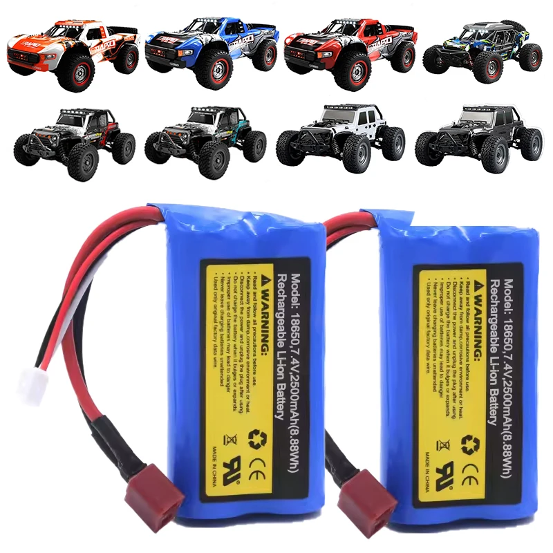 Hobby Hub RC Lipo Battery 2S 7.4V 2500mah 10C Max 10C for SCY-16101 16102 1/16 JJRC-Q130 WLtoys 144001 RC Car Spare Parts