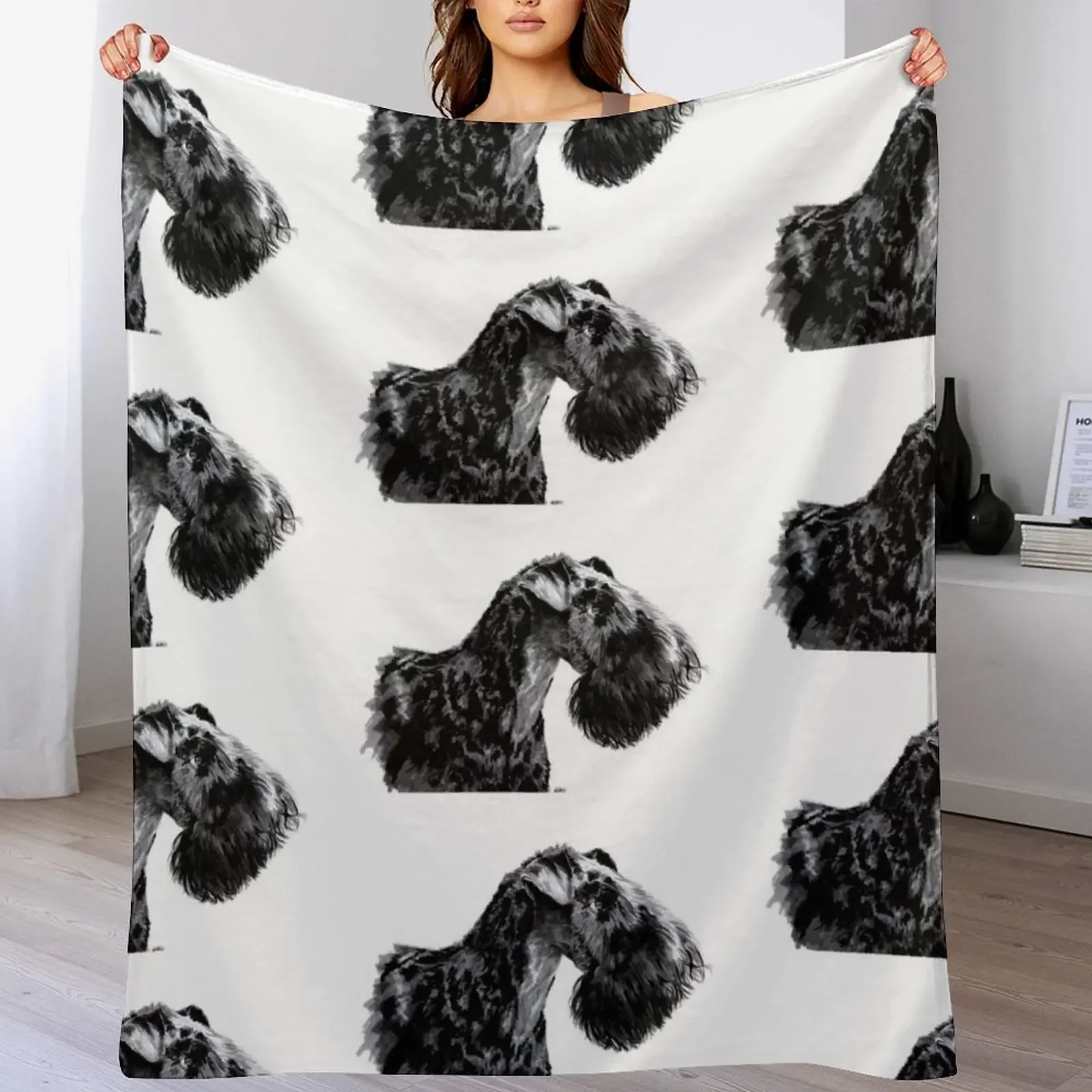

Kerry Blue Terrier Throw Blanket Foldable Soft Warm Blanket for Outdoor Use