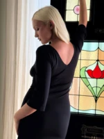 Robe moulante mini Y2K décontractée pour femme Absobe, col en V torsadé, manches mi-longues, couleur unie, sexy, tenue de rendez-vous ou de vacances 2026 6
